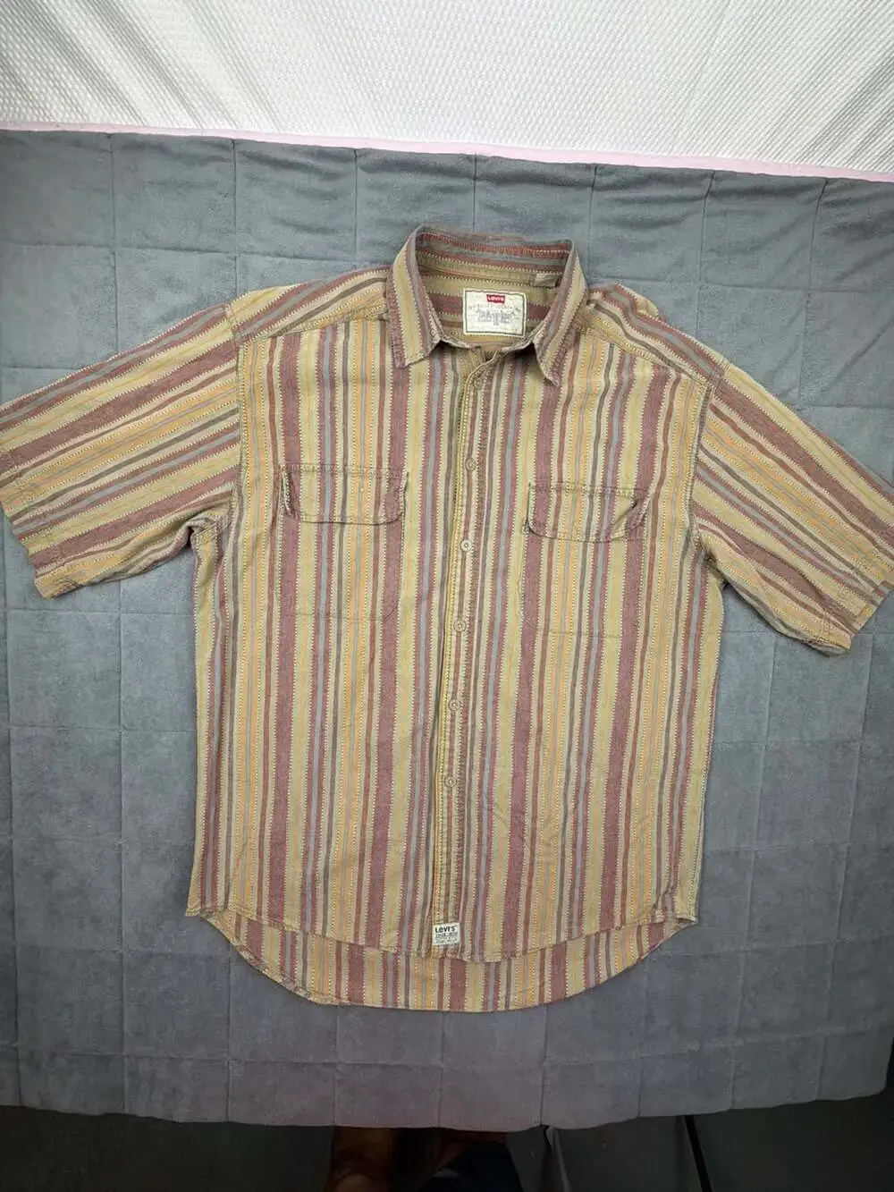 Vintage Levi's Quality Clothing Striped Short Sleeve Button-Down Shirt